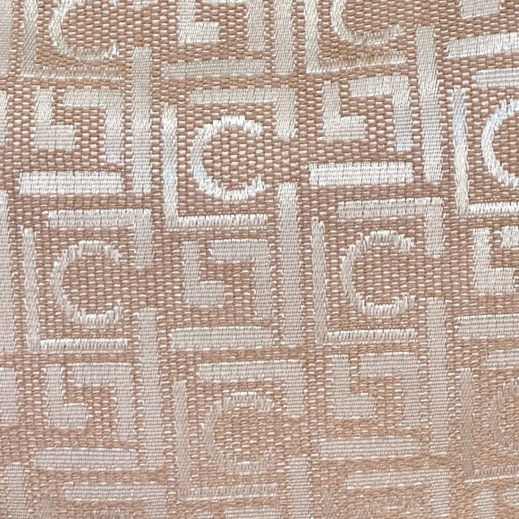 🌟HP🌟VTG 2000s Liz Claiborne Small Monogrammed Beige Fabric & Faux Leather Hobo - Picture 11 of 11